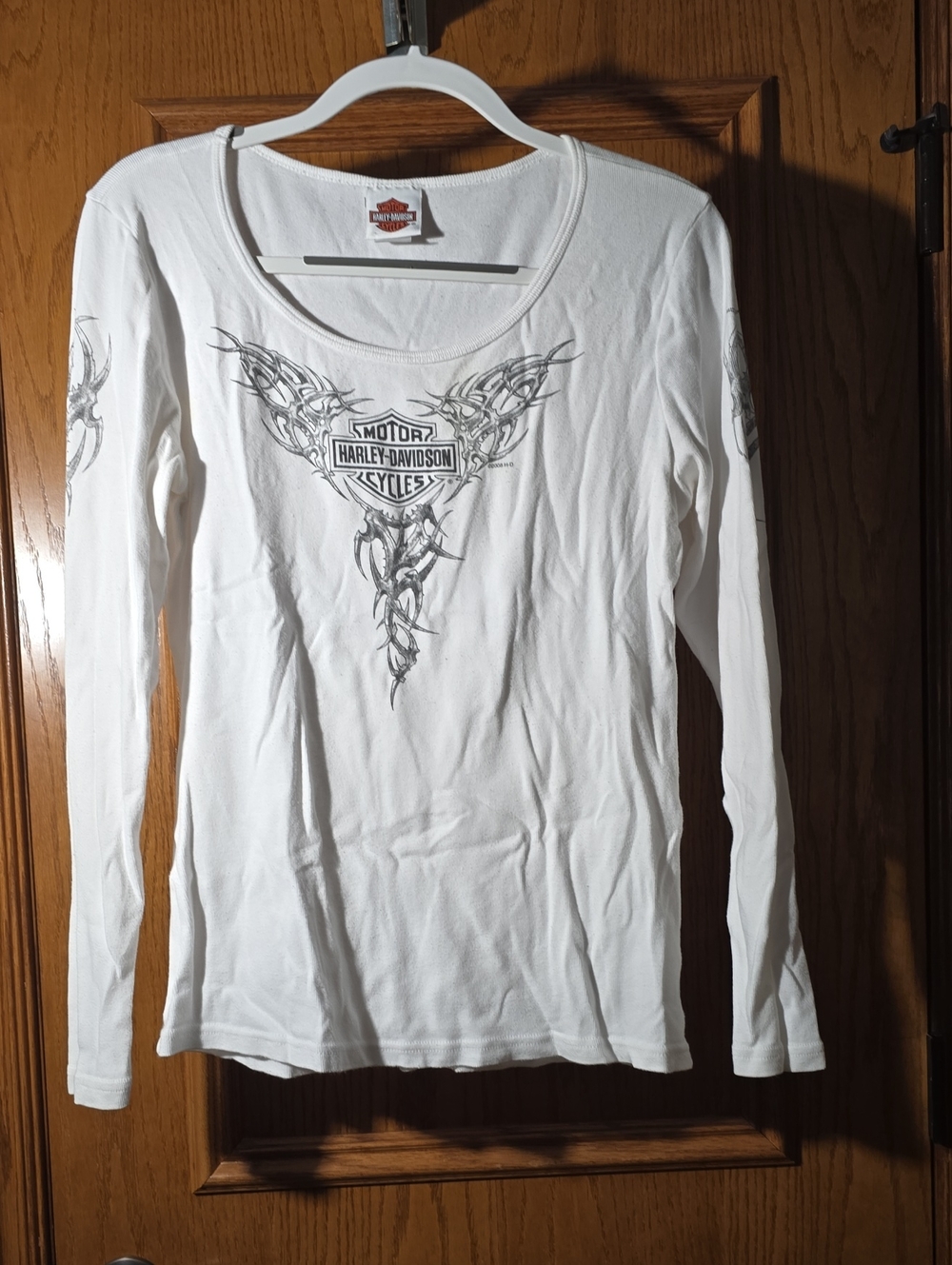 Harley-Davidson White Long-Sleeve Tribal Logo Tee
